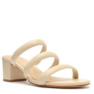 Schutz Olly Mid Block Napa leather sandal. Brand new